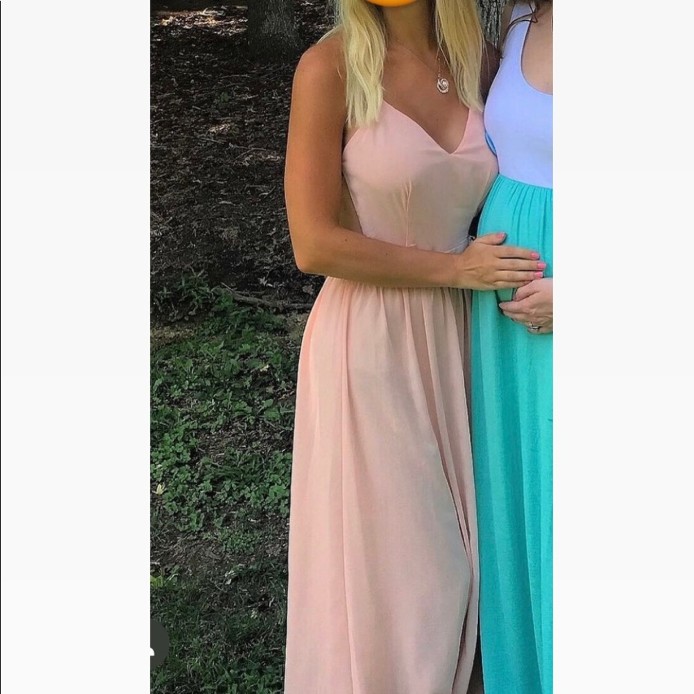 Pink maxi dress with open back